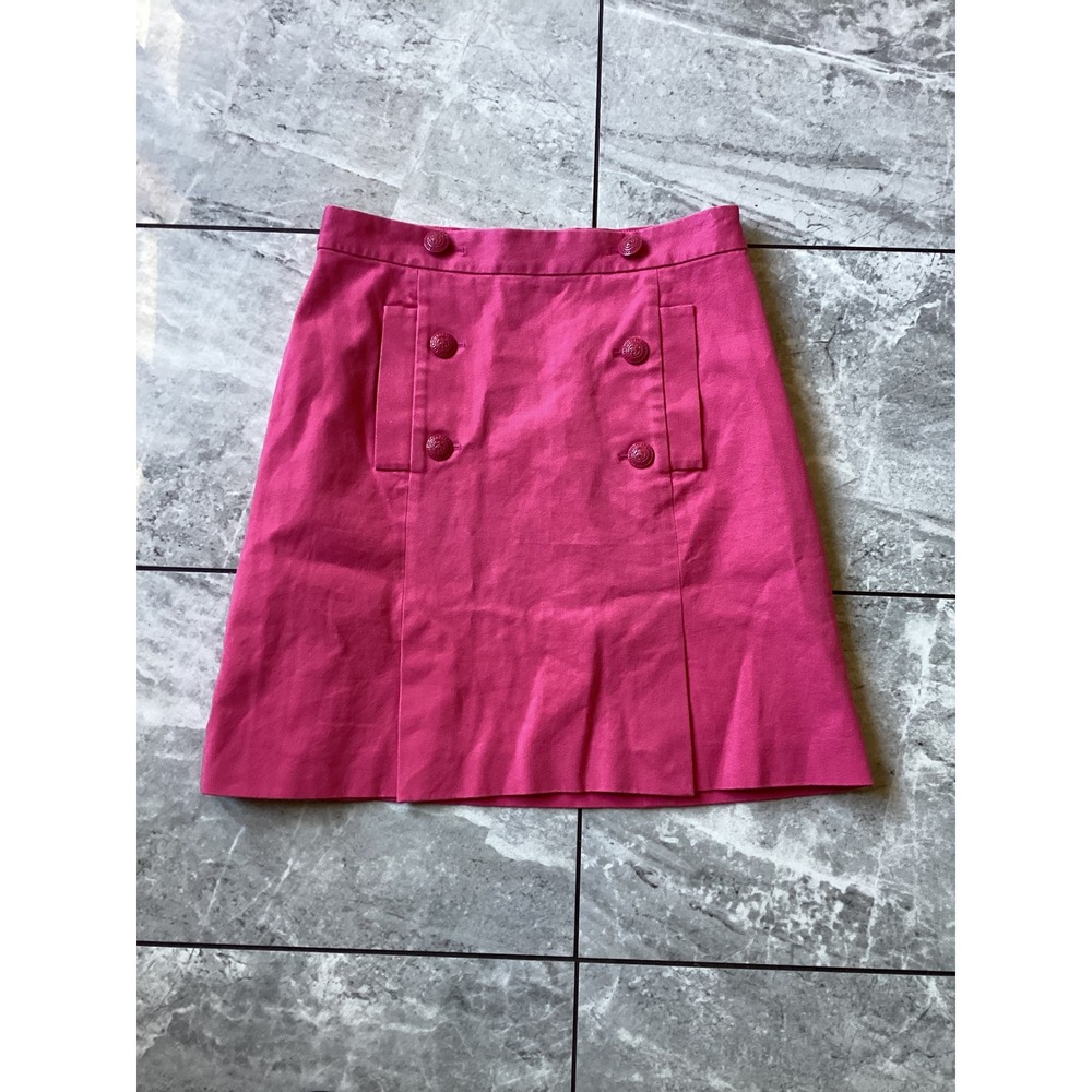 Brooks Brothers Pink Double Breasted Button Front Mini Skirt Size 6 Fuchsia